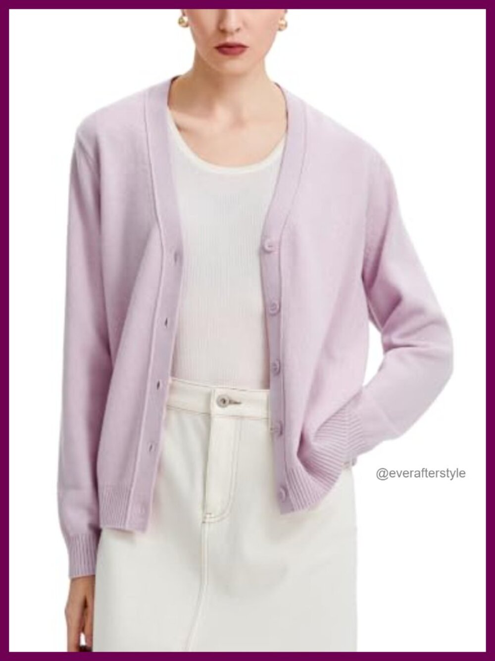 100% Merino Wool Cardigan V Neck Shell Button Sweater